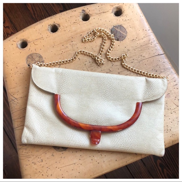 Vintage Handbags - Vintage Bags by Varon Clutch Womens Snakeskin Tortoise Lucite Snap Shouler Bag